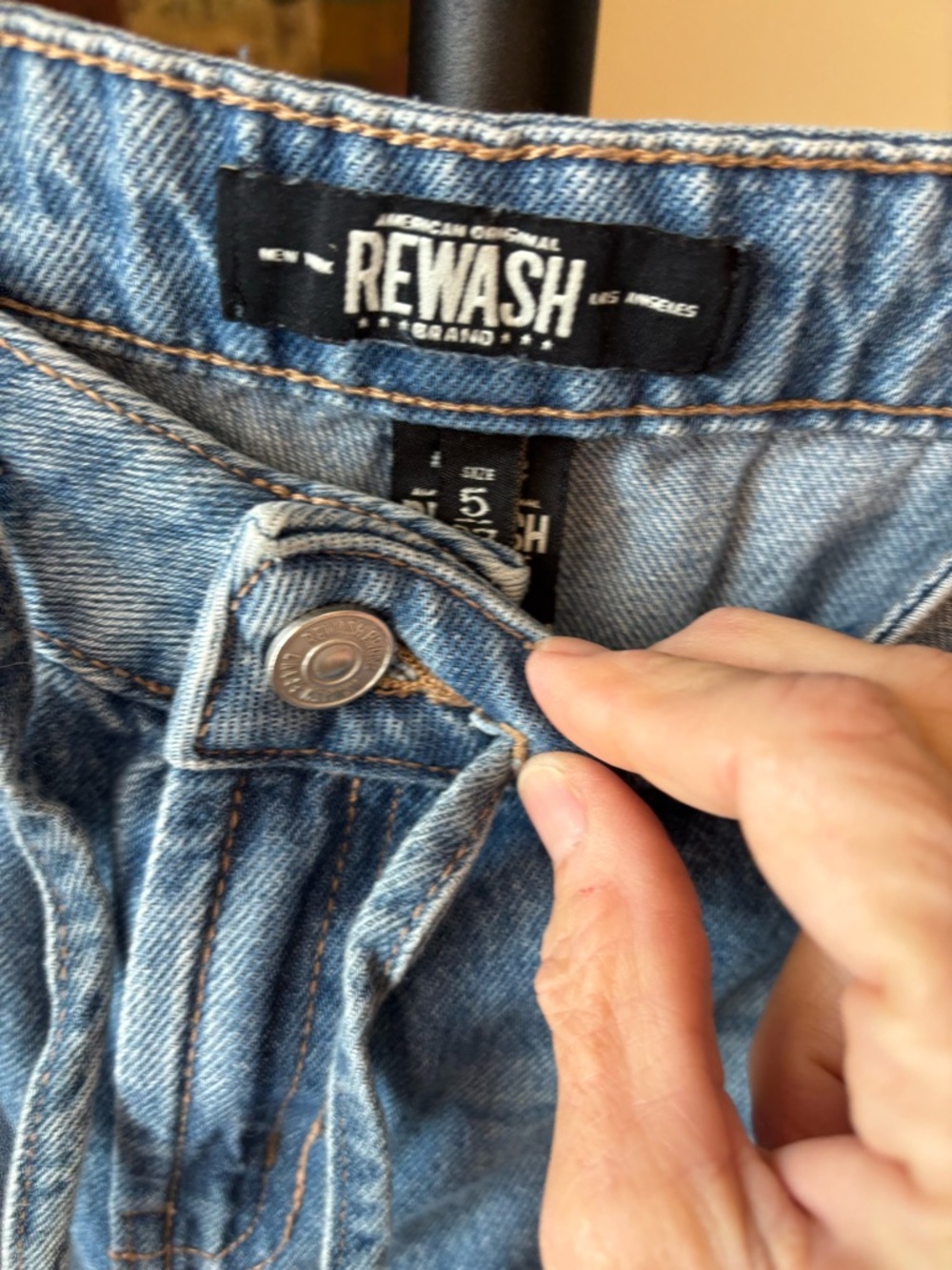 Rewash Light Blue Wide-Leg Patchwork Jeans - Picture 4 of 6